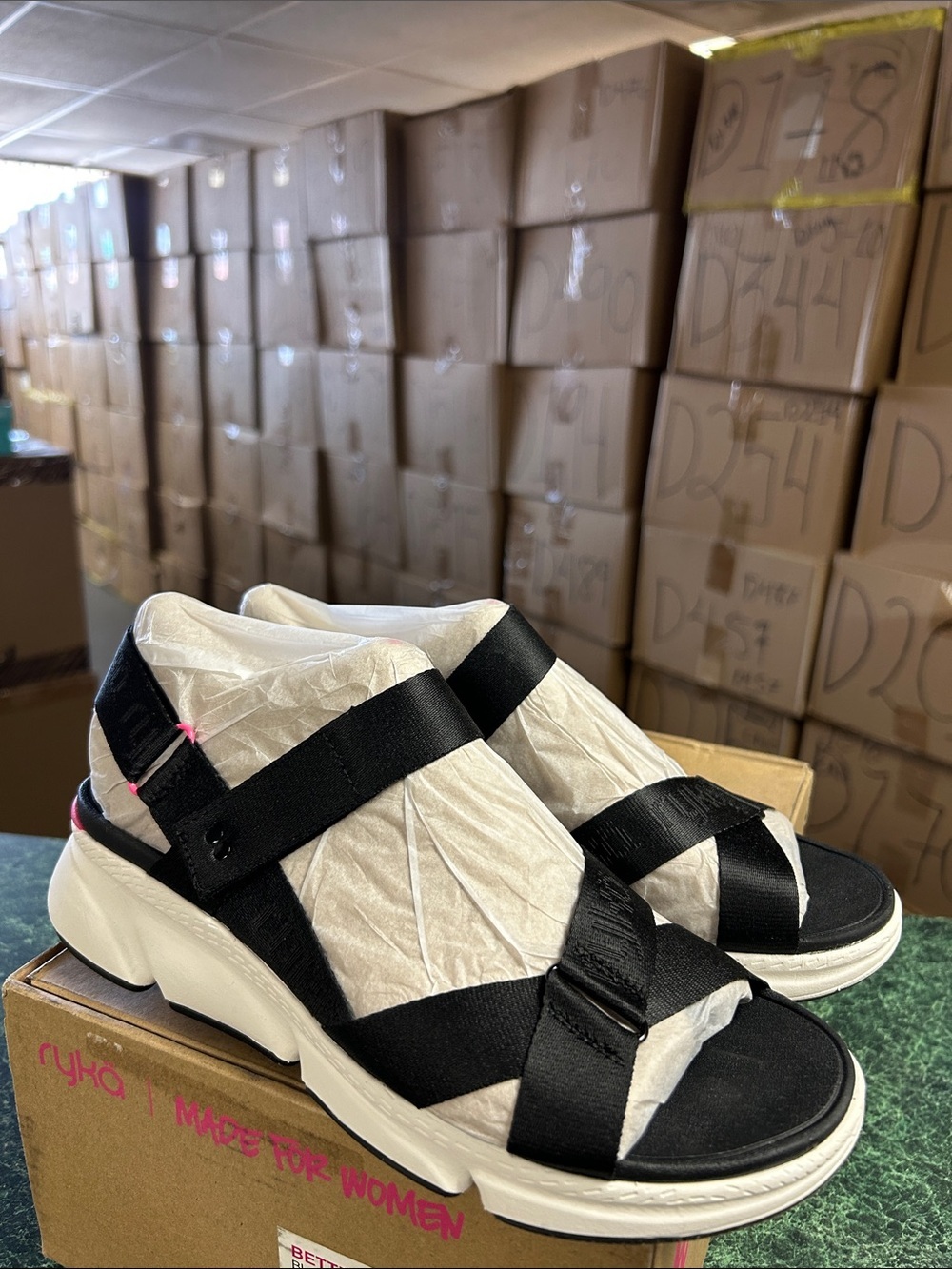 Ryka Black and White Sport Sandal — Women
